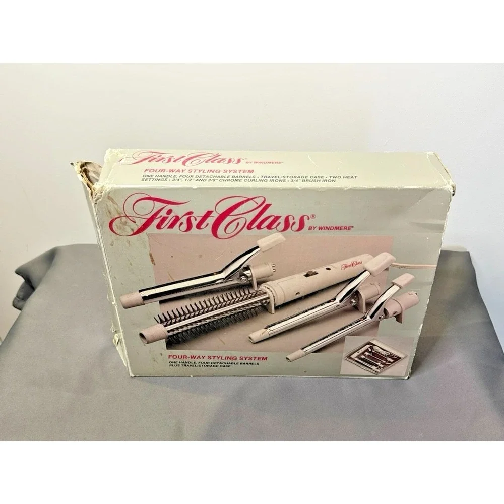 Vtg First Class by Windmere Hair STYLING SYSTEM Curling Iron 4 Barrels Case